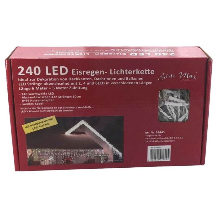LED Eisregenkette 240 LED 6m ww D49288 warmweiß